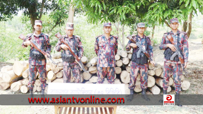 রাঙ্গামাটিতে অবৈধ গামারী কাঠ জব্দ করেছে বিজিবি