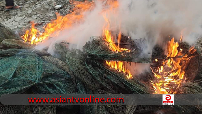 নীলফামারীতে অবৈধ কারেন্ট জাল ধ্বংস