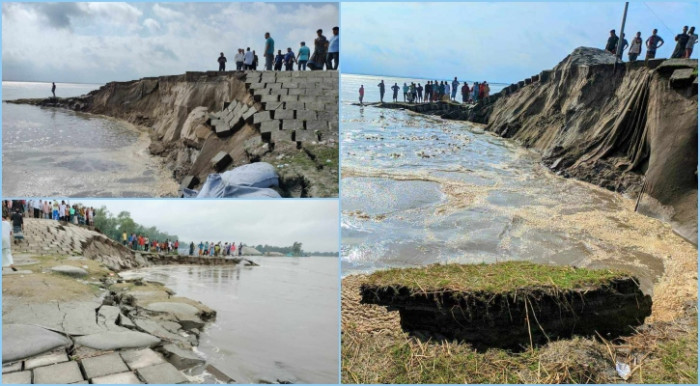 যমুনায় পানি বৃদ্ধিতে কাজিপুর সলিড স্পারে ৩০ মিটার ধস