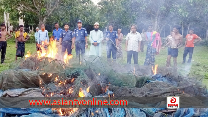 বদলগাছীতে লক্ষাধিক টাকার অবৈধ জাল জব্দ