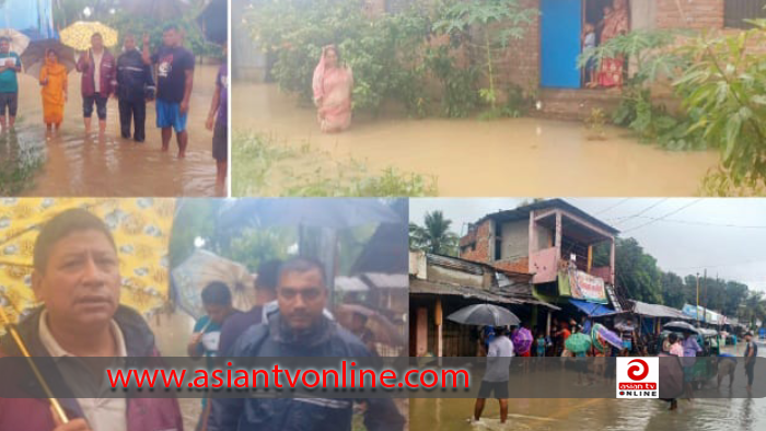 পাহাড়ি ঢলে প্লাবিত বাঙালহালিয়ার কয়েকটি গ্রাম