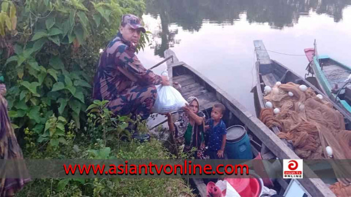 কাপ্তাই লেকের পানি বৃদ্ধিতে বন্যার্তদের পাশে রাজনগর ৩৭ বিজিবি