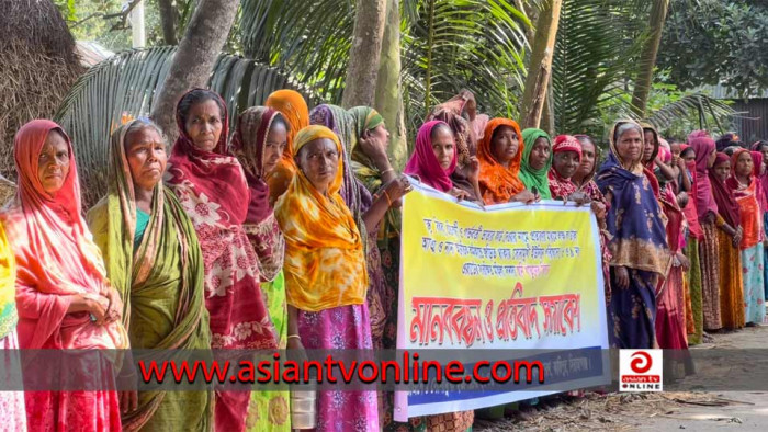 কাজিপুরে অর্থ আত্মসাতের অভিযোগে ইউপি সদস্যের বিরুদ্ধে মানববন্ধন