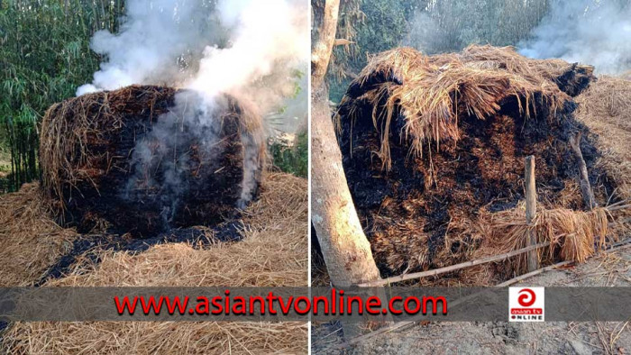 পূর্ব শত্রুতার জেরে কৃষকের ধানের গাদায় আগুন