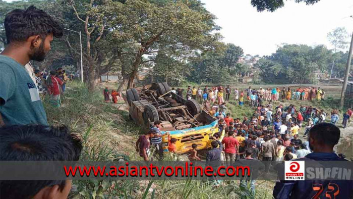 যাত্রীবাহী বাস উল্টে পুকুরে, আহত ২০