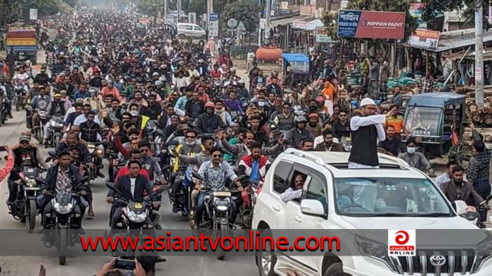 কালাইয়ে হাজারো নেতাকর্মী নিয়ে মোটরসাইকেল শোডাউন চেয়ারম্যান প্রার্থীর