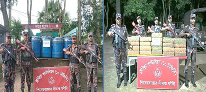 কুমিল্লা সীমান্তে বিপুল পরিমাণ ভারতীয় বাজি ও চিংড়ির রেণু জব্দ